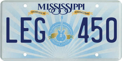 MS license plate LEG450