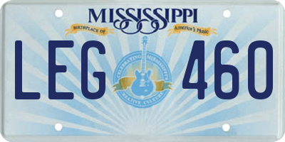 MS license plate LEG460