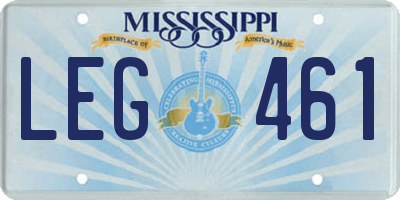 MS license plate LEG461