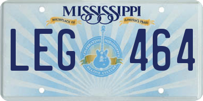 MS license plate LEG464