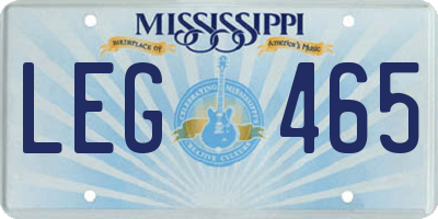 MS license plate LEG465