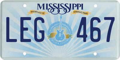 MS license plate LEG467