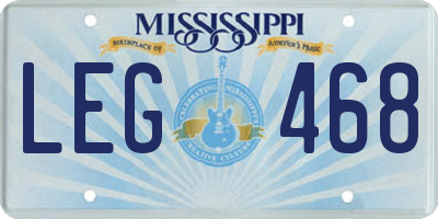 MS license plate LEG468