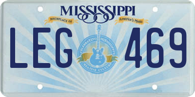 MS license plate LEG469