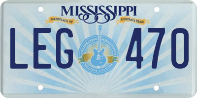 MS license plate LEG470