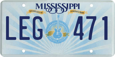 MS license plate LEG471