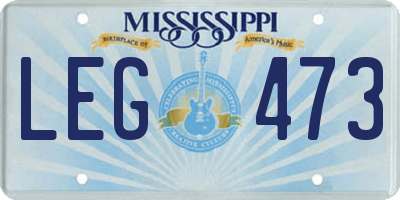 MS license plate LEG473
