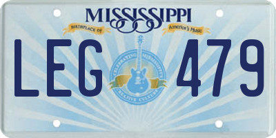 MS license plate LEG479