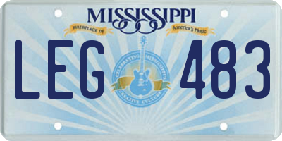 MS license plate LEG483