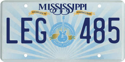 MS license plate LEG485