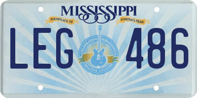 MS license plate LEG486