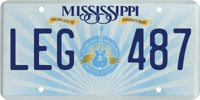 MS license plate LEG487