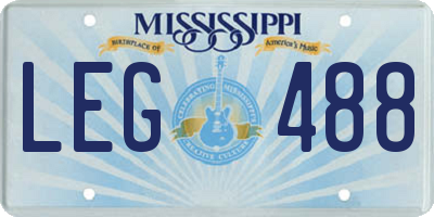 MS license plate LEG488