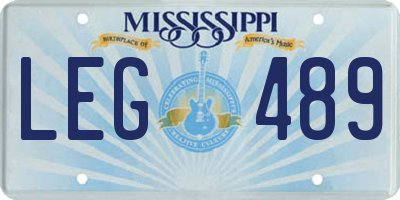MS license plate LEG489
