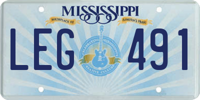 MS license plate LEG491