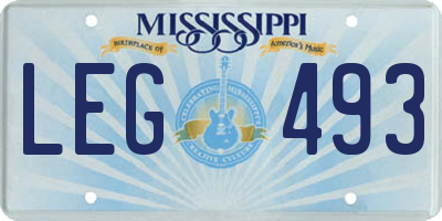 MS license plate LEG493
