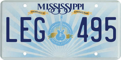 MS license plate LEG495