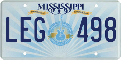 MS license plate LEG498