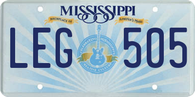 MS license plate LEG505
