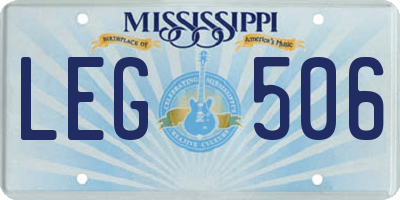 MS license plate LEG506