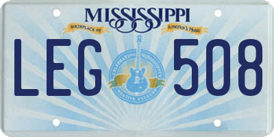 MS license plate LEG508