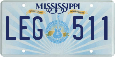 MS license plate LEG511