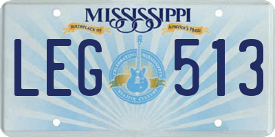 MS license plate LEG513