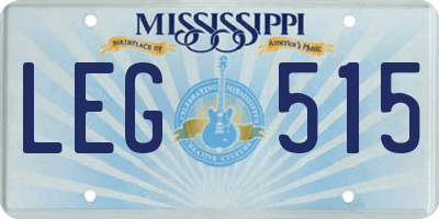 MS license plate LEG515