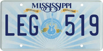 MS license plate LEG519