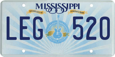 MS license plate LEG520