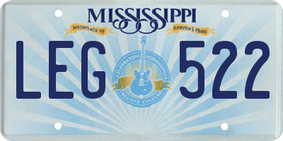 MS license plate LEG522