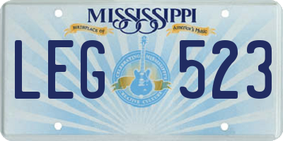 MS license plate LEG523