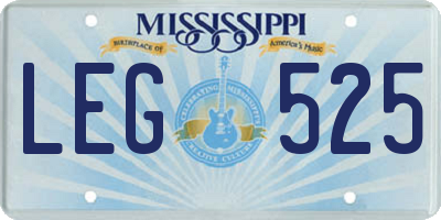 MS license plate LEG525