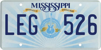MS license plate LEG526