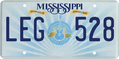MS license plate LEG528