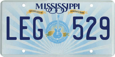 MS license plate LEG529
