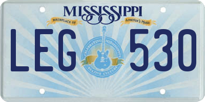 MS license plate LEG530