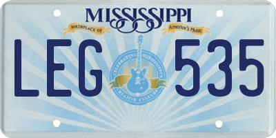 MS license plate LEG535