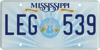 MS license plate LEG539