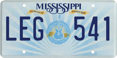 MS license plate LEG541