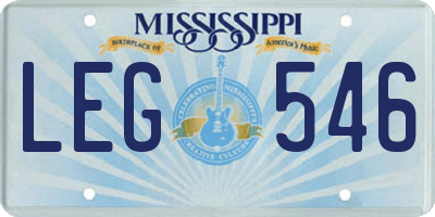 MS license plate LEG546