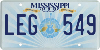 MS license plate LEG549