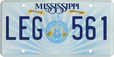 MS license plate LEG561