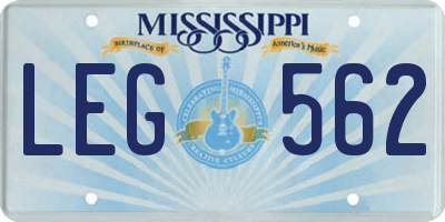 MS license plate LEG562