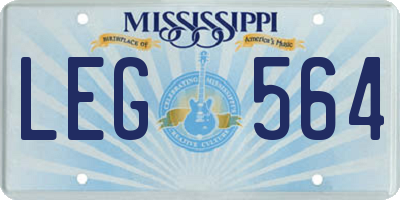 MS license plate LEG564