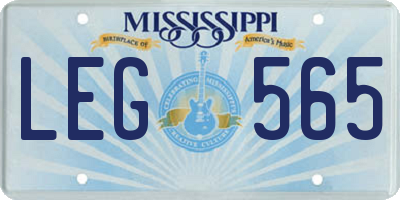 MS license plate LEG565