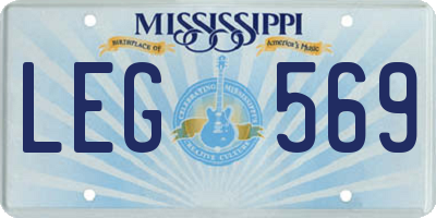 MS license plate LEG569