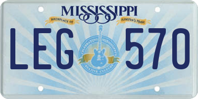 MS license plate LEG570