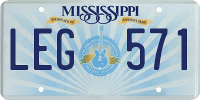 MS license plate LEG571
