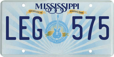 MS license plate LEG575